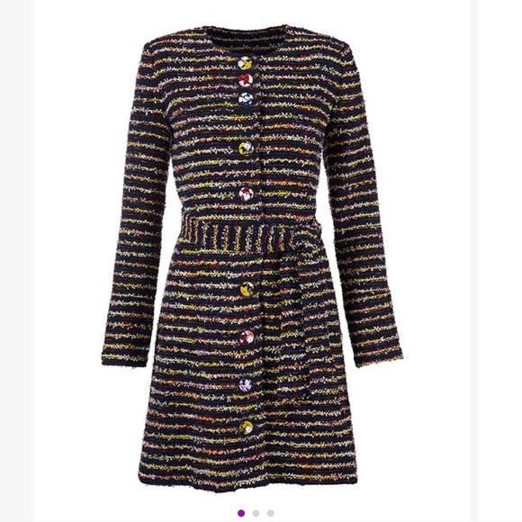 NWOT CAbi #5660 SZ 8 Headline Topper Button-Down Coat in Multi Stripe - Picture 1 of 10